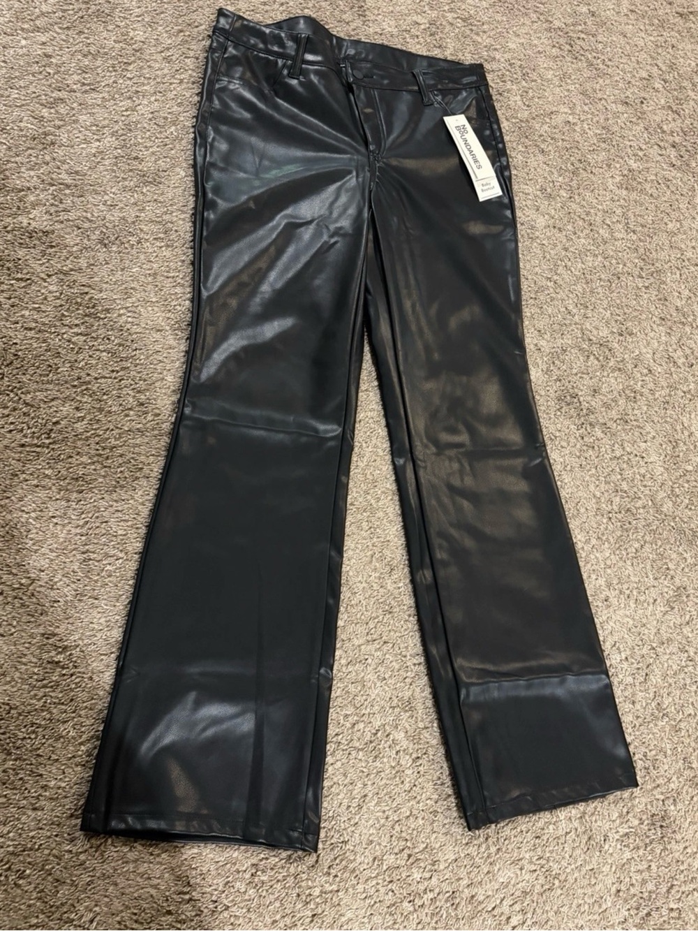 No Boundaries Black Faux Leather Mid Rise Baby Bootcut Pants